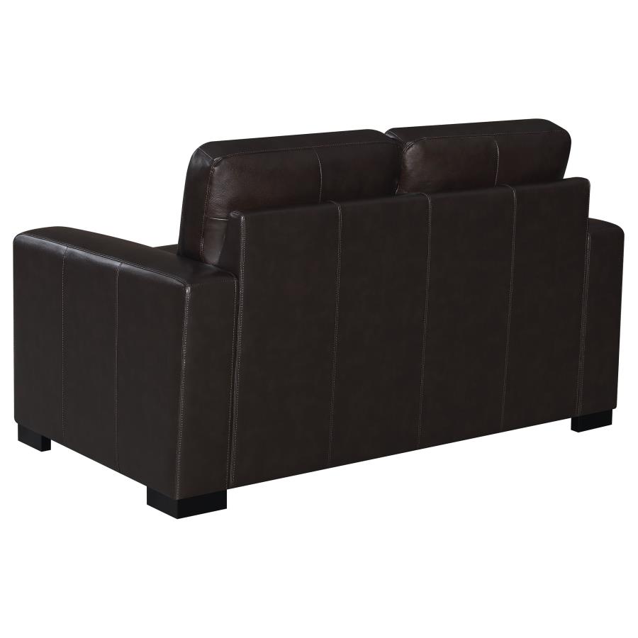 (image for) Boardmead Upholstered Track Arm Loveseat Dark Brown