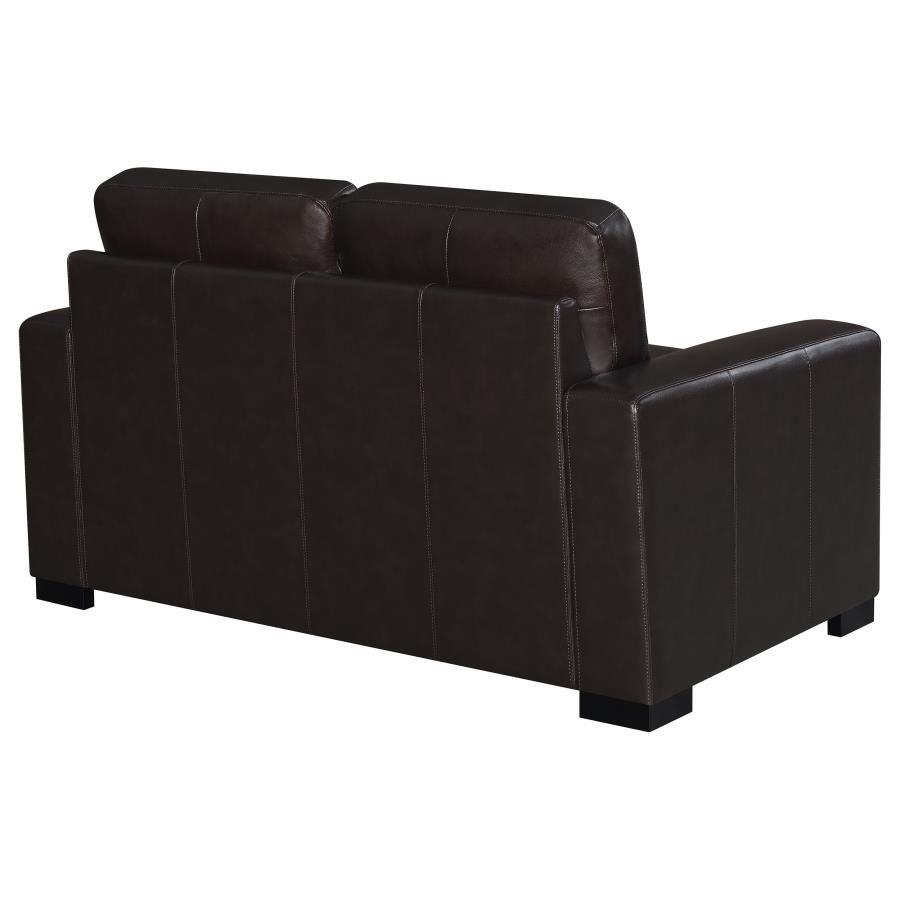 (image for) Boardmead Upholstered Track Arm Loveseat Dark Brown