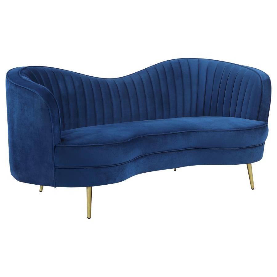 (image for) Sophia 2-piece Upholstered Channel Tufted Sofa Set Blue