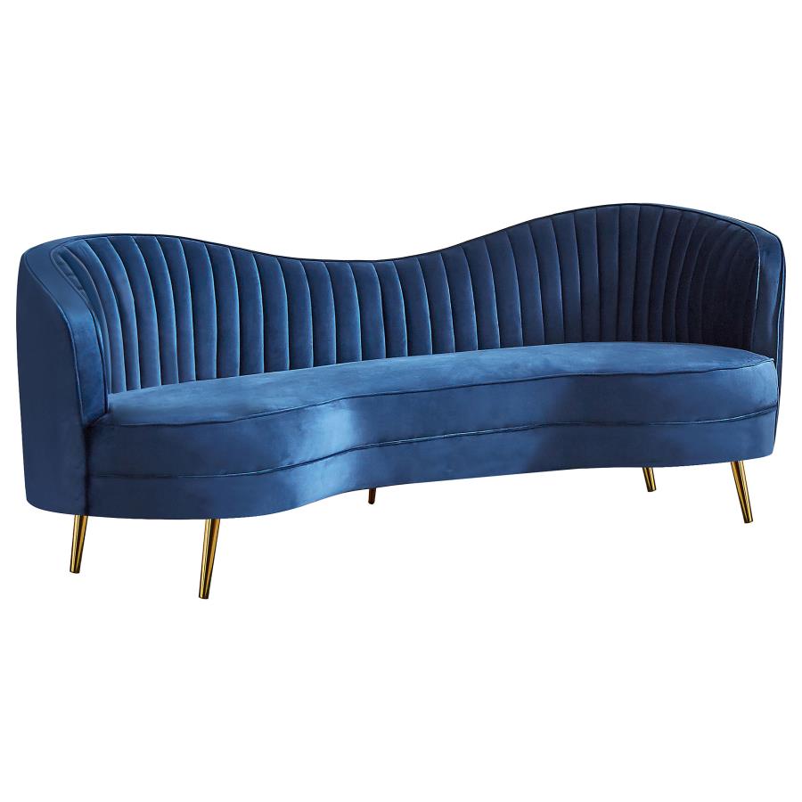 (image for) Sophia Upholstered Channel Tufted Sofa Blue - Click Image to Close