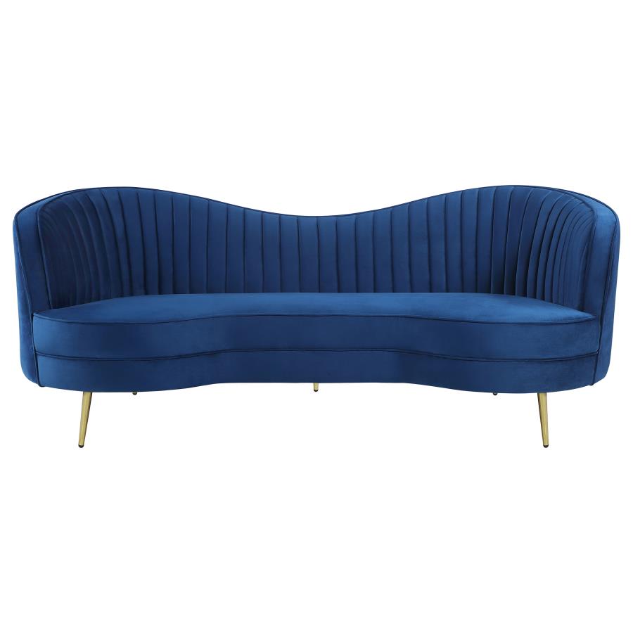 (image for) Sophia Upholstered Channel Tufted Sofa Blue