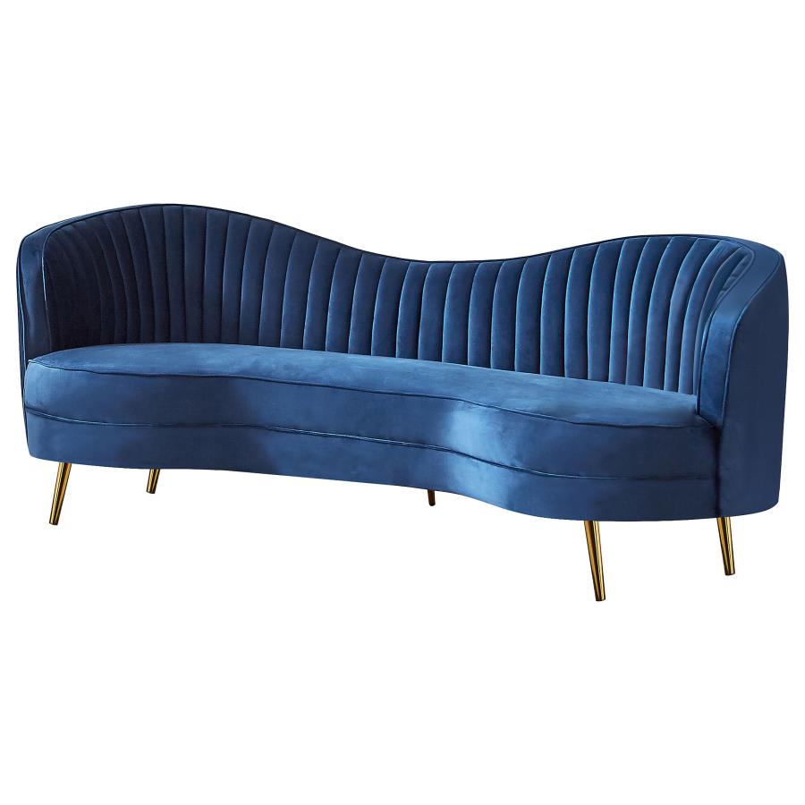 (image for) Sophia Upholstered Channel Tufted Sofa Blue