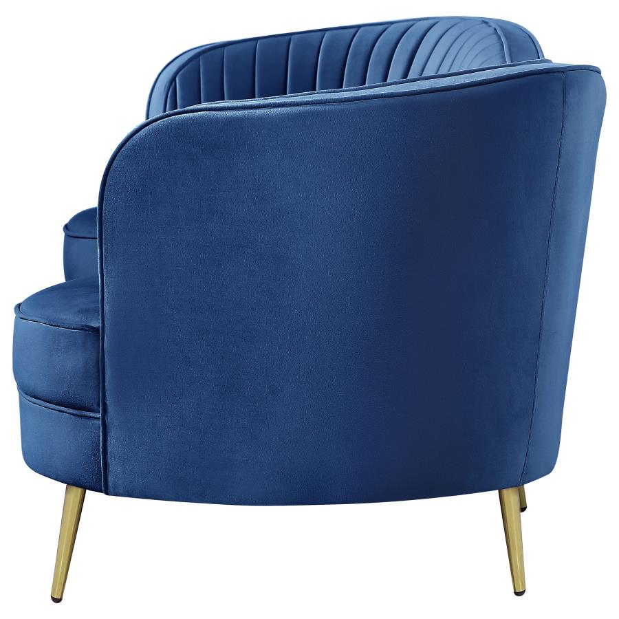 (image for) Sophia Upholstered Channel Tufted Sofa Blue