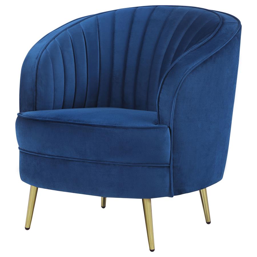 (image for) Sophia Upholstered Channel Tufted Barrel Accent Chair Blue