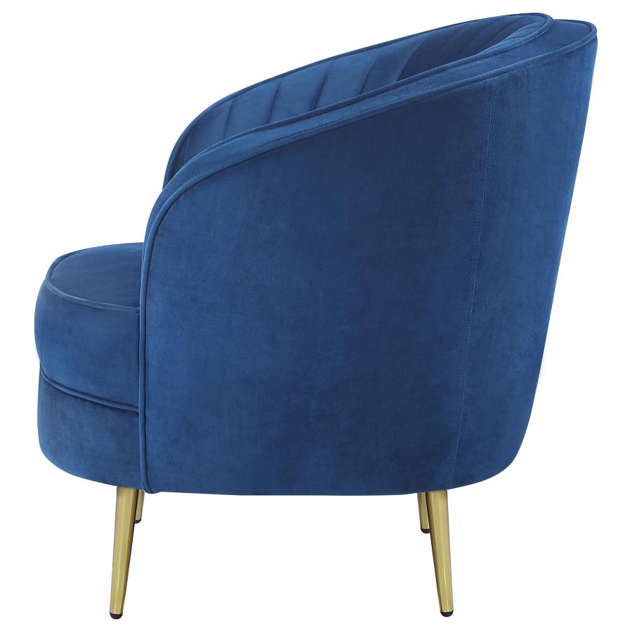 (image for) Sophia Upholstered Channel Tufted Barrel Accent Chair Blue