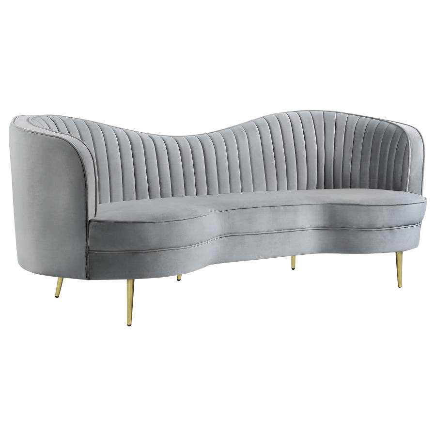 (image for) Sophia Upholstered Channel Tufted Sofa Grey - Click Image to Close