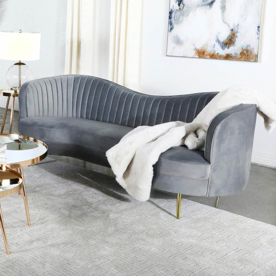 (image for) Sophia Upholstered Channel Tufted Sofa Grey