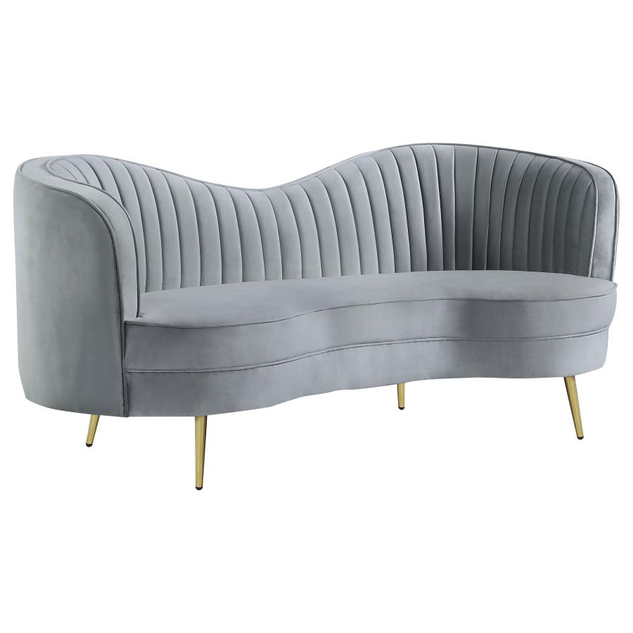 (image for) Sophia Upholstered Channel Tufted Loveseat Grey