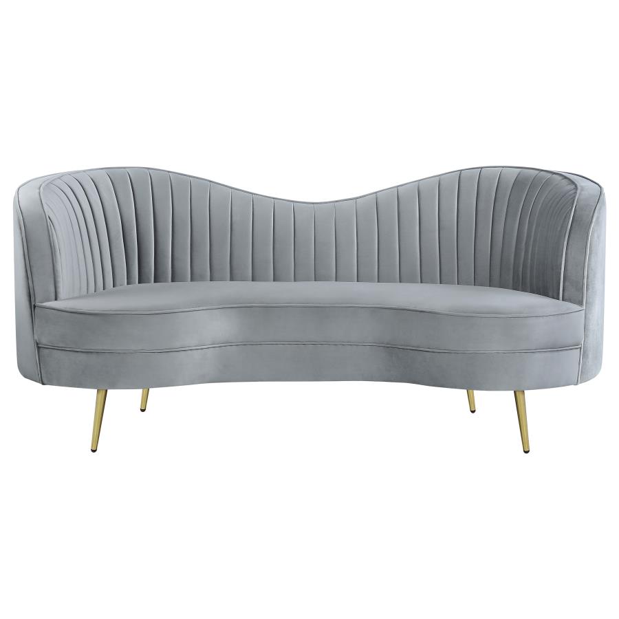 (image for) Sophia Upholstered Channel Tufted Loveseat Grey