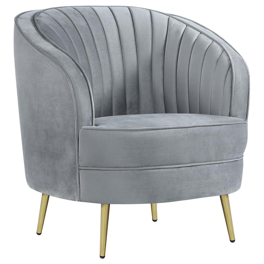 (image for) Sophia Upholstered Channel Tufted Barrel Accent Chair Grey - Click Image to Close