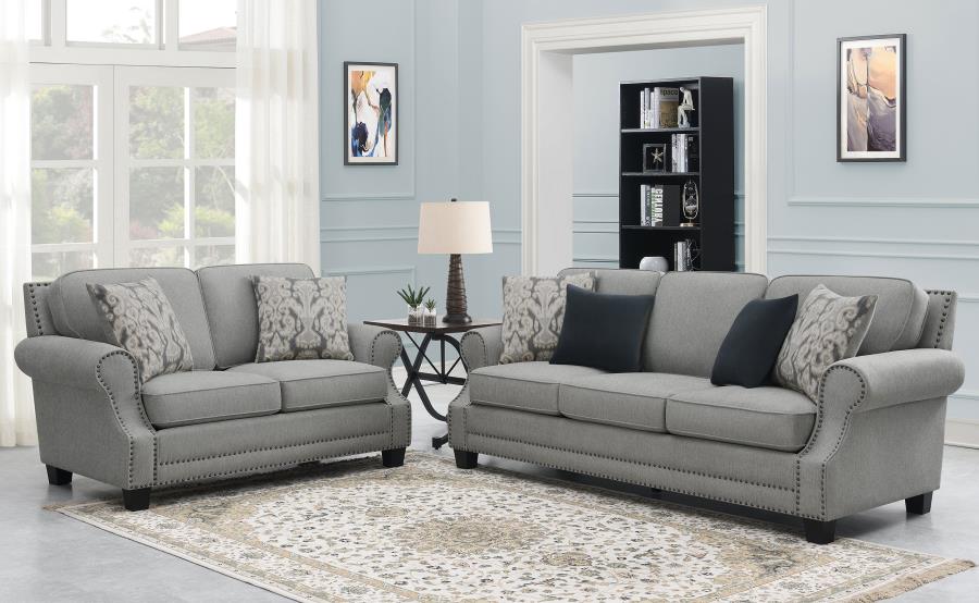 (image for) Sheldon Upholstered Living Room Set with Rolled Arms Grey