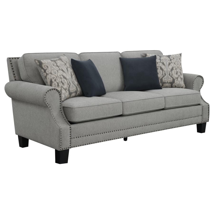 (image for) Sheldon Upholstered Living Room Set with Rolled Arms Grey