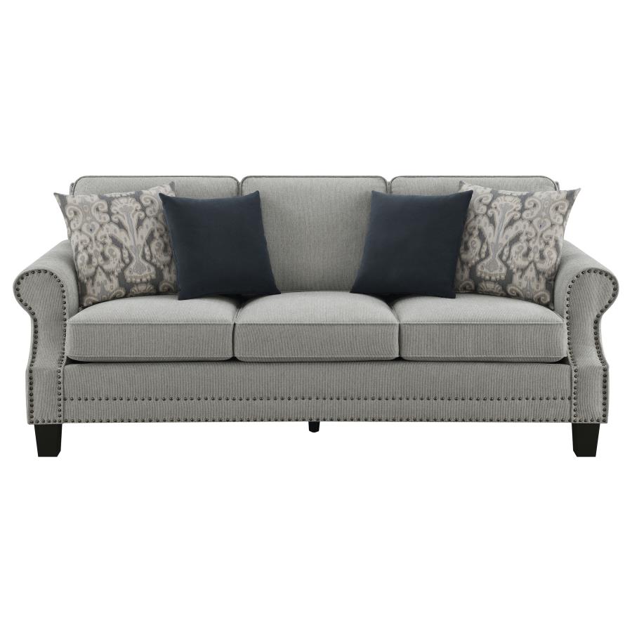 (image for) Sheldon Upholstered Living Room Set with Rolled Arms Grey