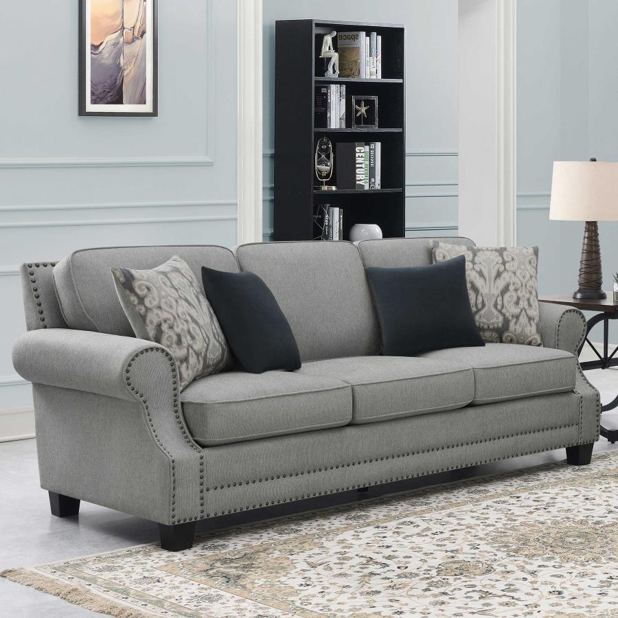 (image for) Sheldon Upholstered Sofa with Rolled Arms Grey