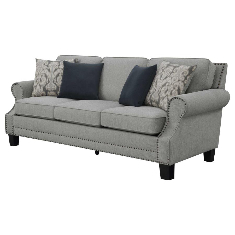 (image for) Sheldon Upholstered Sofa with Rolled Arms Grey