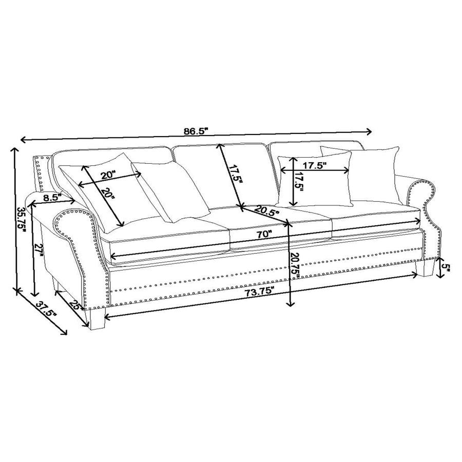 (image for) Sheldon Upholstered Sofa with Rolled Arms Grey