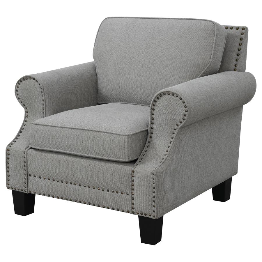 (image for) Sheldon Upholstered Rolled Arm Accent Chair Grey