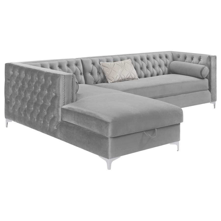 (image for) Bellaire Upholstered Storage Chaise Sectional Sofa Grey - Click Image to Close