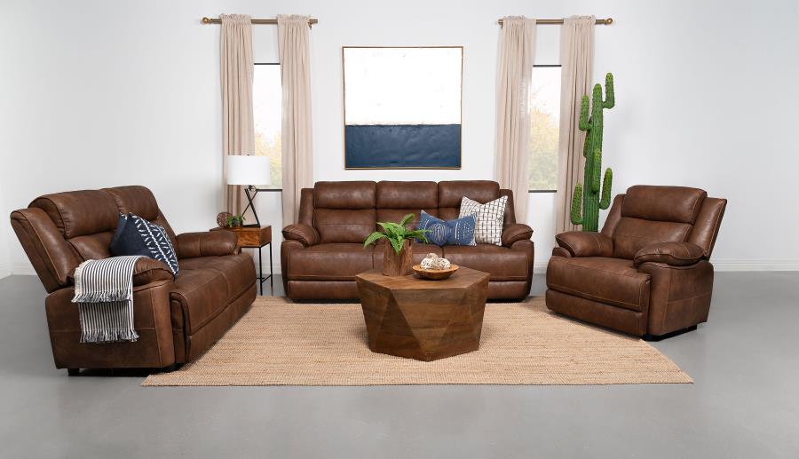 (image for) Ellington 3-piece Upholstered Padded Arm Sofa Set Dark Brown - Click Image to Close