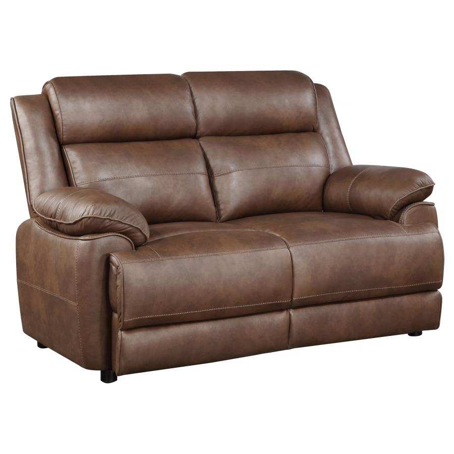 (image for) Ellington Upholstered Padded Arm Loveseat Dark Brown