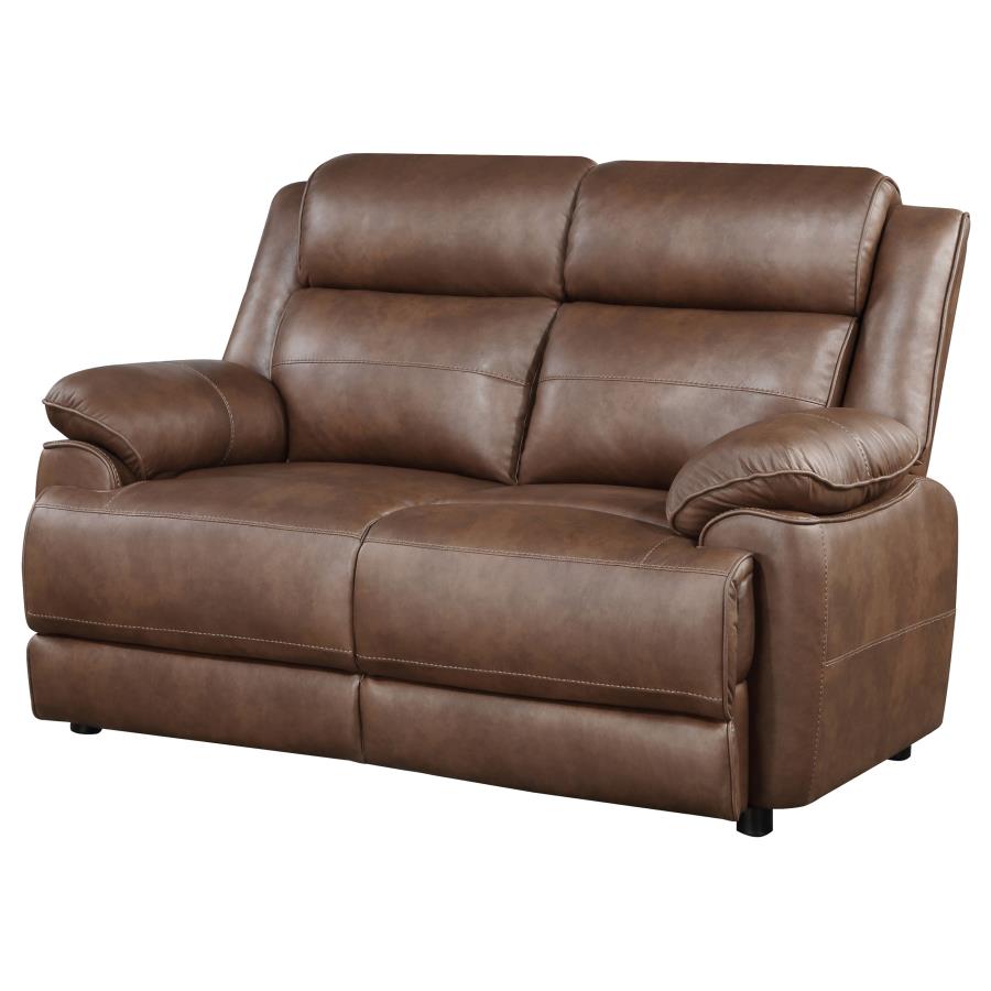 (image for) Ellington Upholstered Padded Arm Loveseat Dark Brown