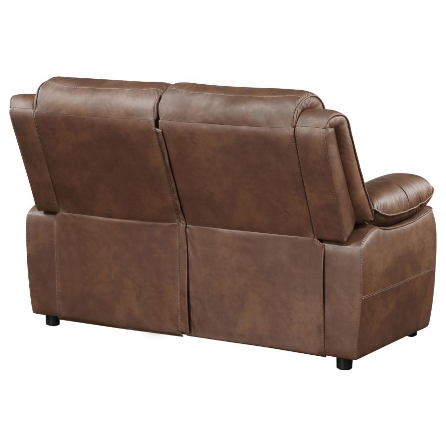 (image for) Ellington Upholstered Padded Arm Loveseat Dark Brown