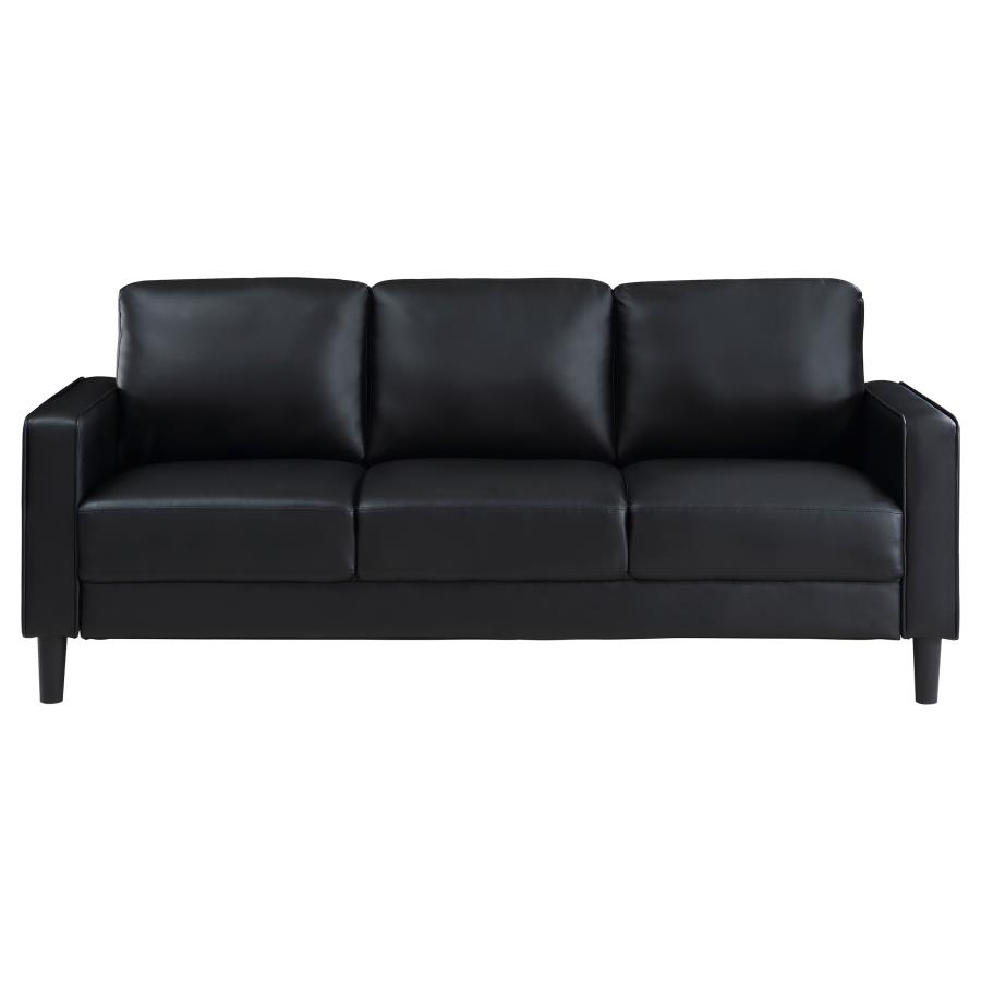 (image for) Ruth 2-piece Upholstered Track Arm Sofa Set Black