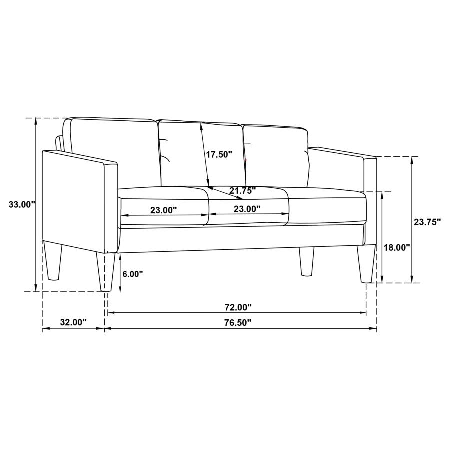 (image for) Ruth 2-piece Upholstered Track Arm Sofa Set Black