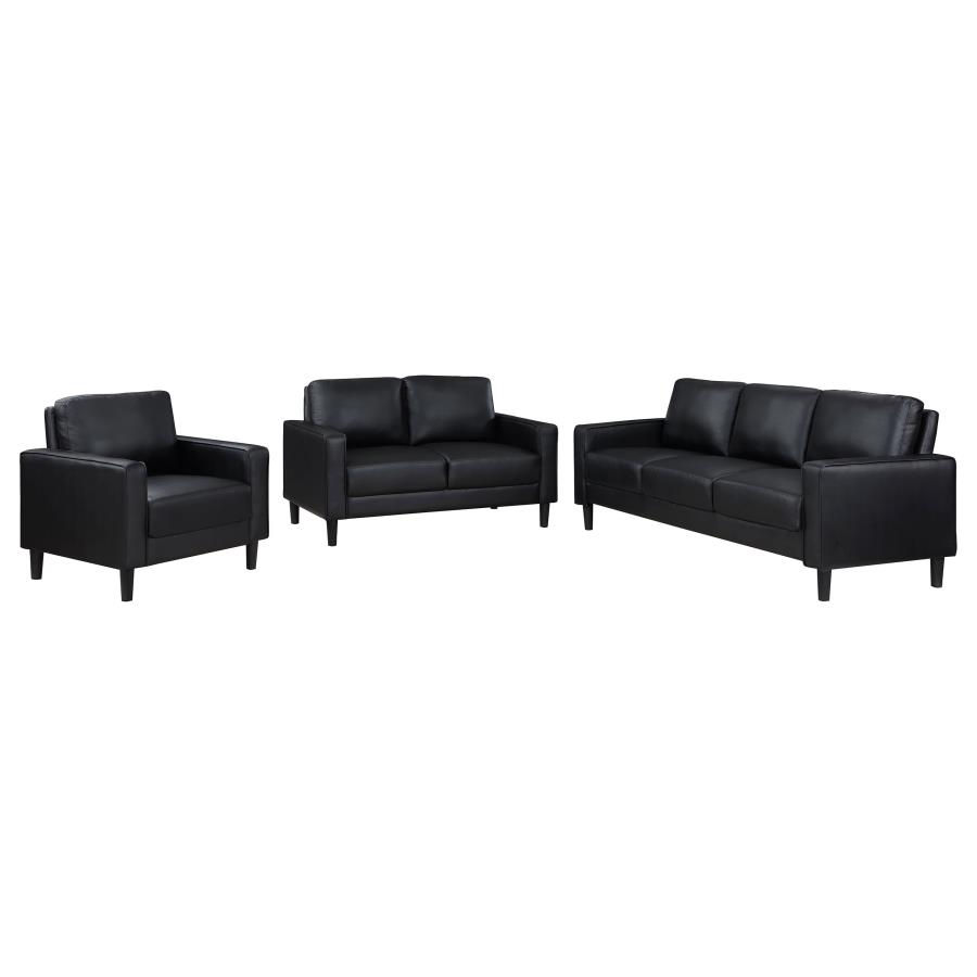 (image for) Ruth 3-piece Upholstered Track Arm Sofa Set Black