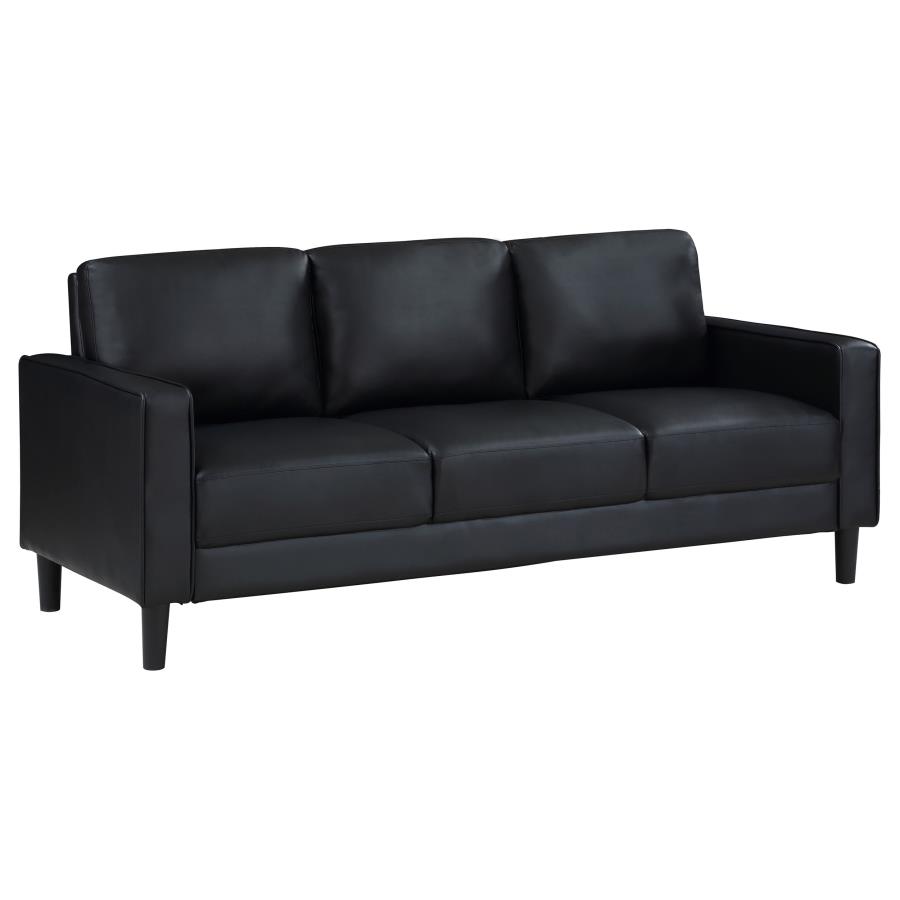 (image for) Ruth 3-piece Upholstered Track Arm Sofa Set Black