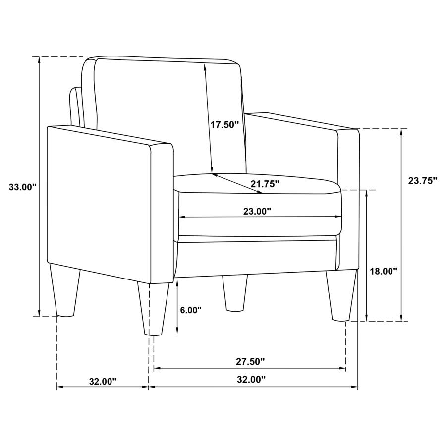 (image for) Ruth 3-piece Upholstered Track Arm Sofa Set Black