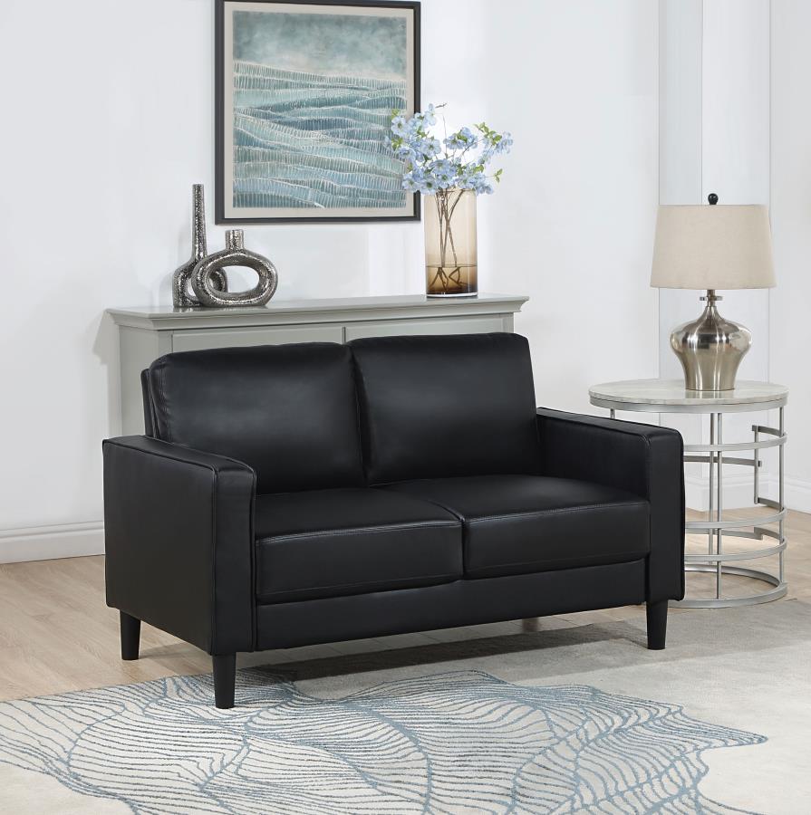 (image for) Ruth Upholstered Track Arm Loveseat Black