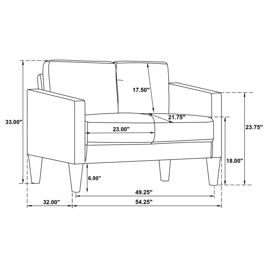 (image for) Ruth 2-piece Upholstered Track Arm Sofa Set Grey