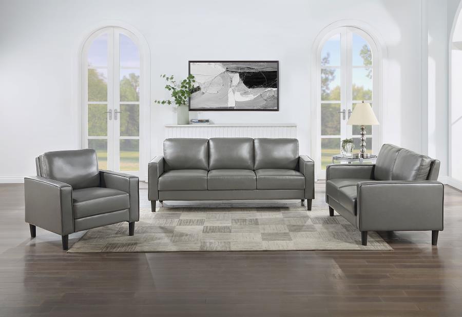 (image for) Ruth 3-piece Upholstered Track Arm Sofa Set Grey - Click Image to Close