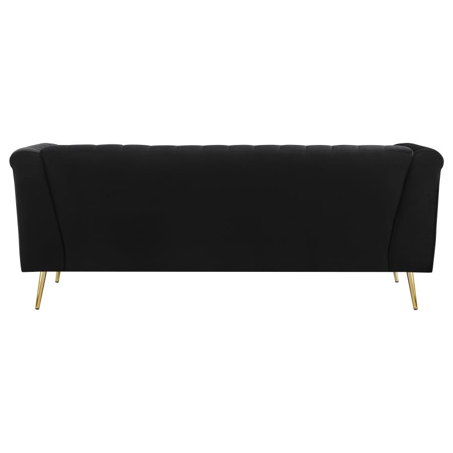 (image for) Holly 3-piece Upholstered Tuxedo Arm Tufted Sofa Set Black