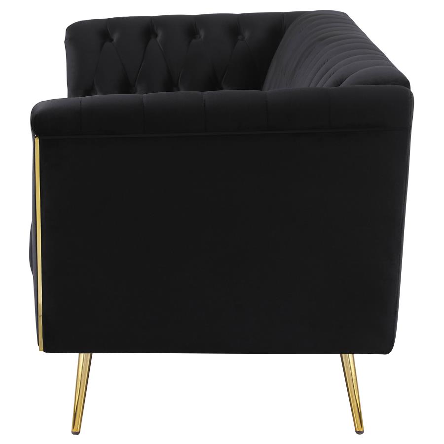 (image for) Holly Upholstered Tuxedo Arm Tufted Sofa Black