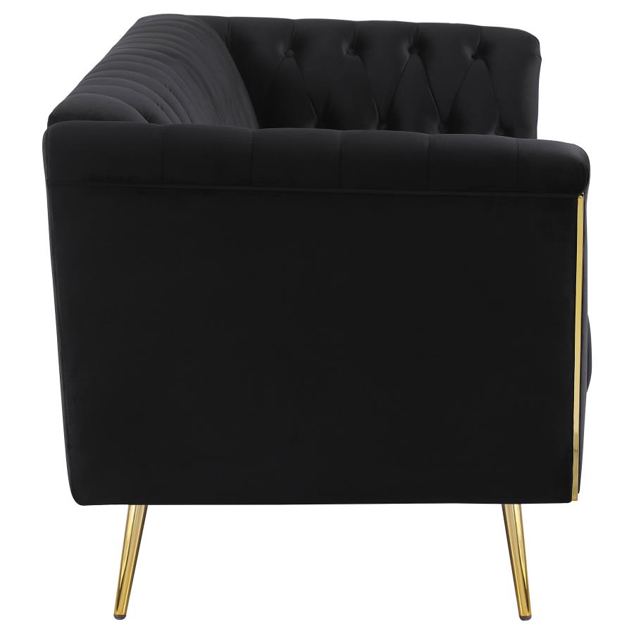 (image for) Holly Upholstered Tuxedo Arm Tufted Sofa Black