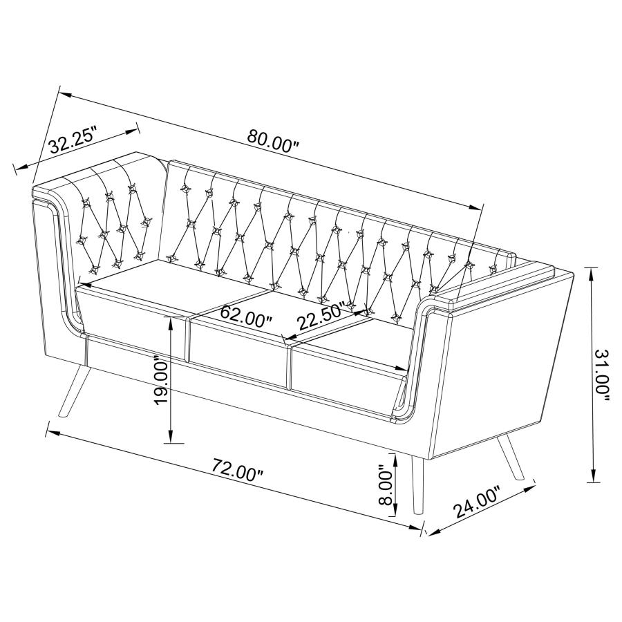 (image for) Holly Upholstered Tuxedo Arm Tufted Sofa Black