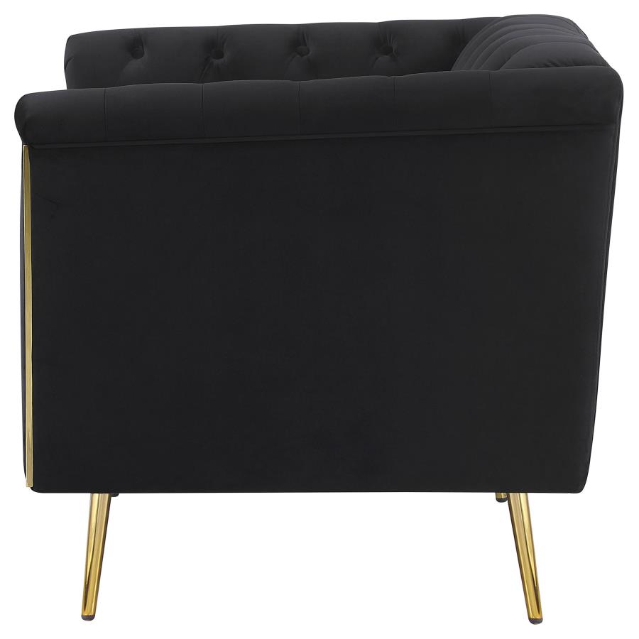 (image for) Holly Upholstered Tuxedo Arm Tufted Accent Chair Black