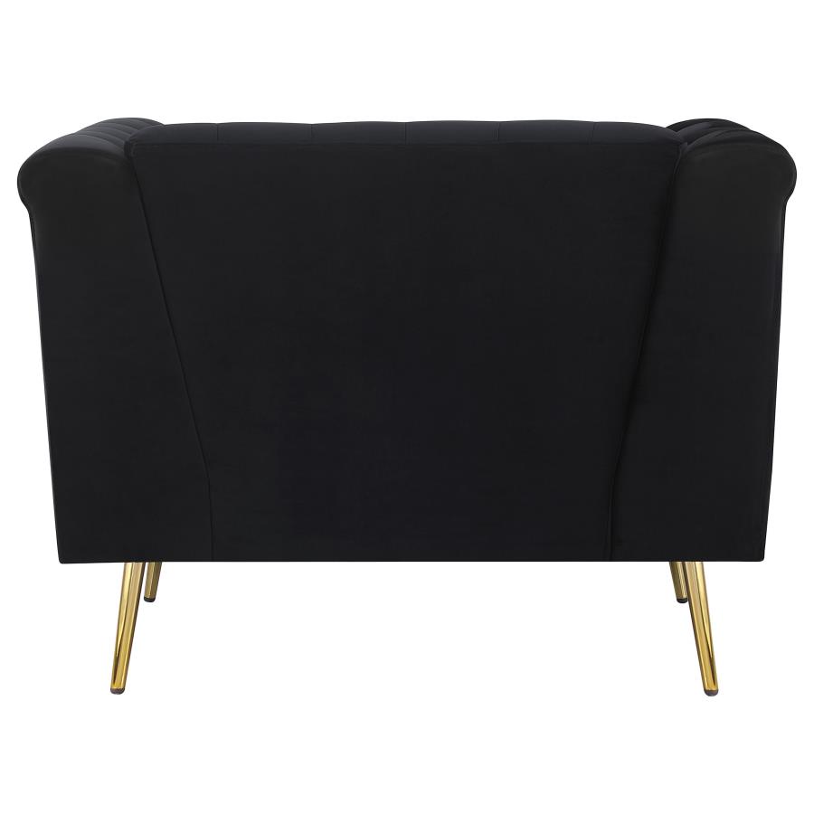 (image for) Holly Upholstered Tuxedo Arm Tufted Accent Chair Black