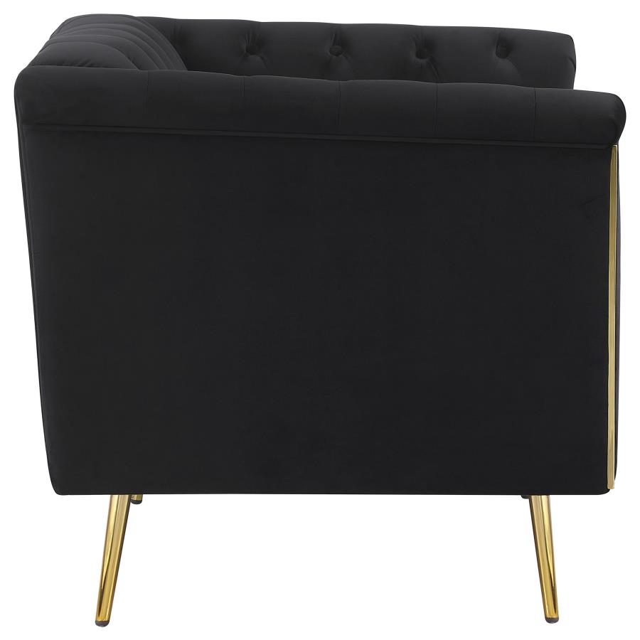 (image for) Holly Upholstered Tuxedo Arm Tufted Accent Chair Black