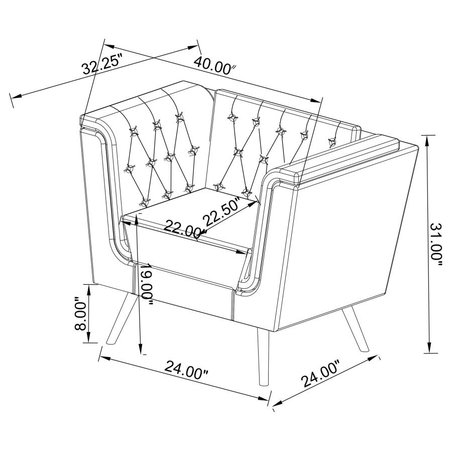 (image for) Holly Upholstered Tuxedo Arm Tufted Accent Chair Black