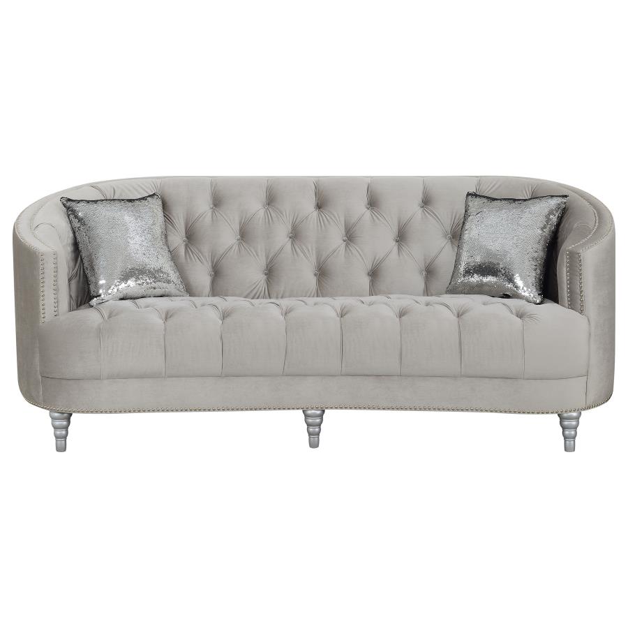 (image for) Avonlea 2-piece Upholstered Sloped Arm Sofa Set Grey Velvet