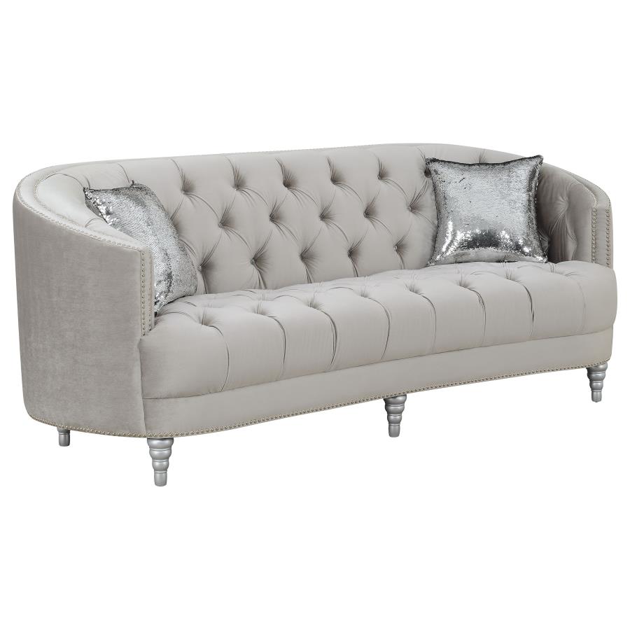 (image for) Avonlea Upholstered Sloped Arm Sofa Grey Velvet - Click Image to Close