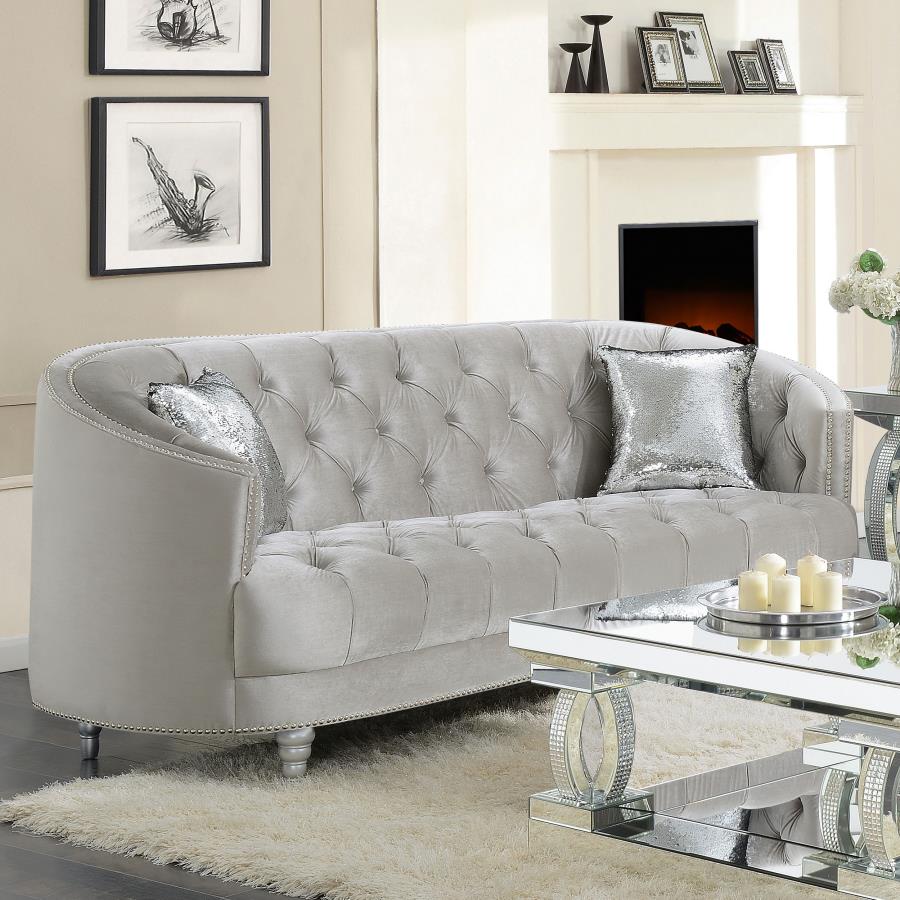 (image for) Avonlea Upholstered Sloped Arm Sofa Grey Velvet