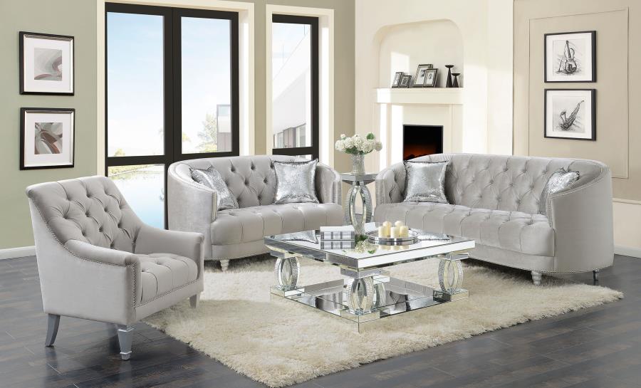 (image for) Avonlea Upholstered Sloped Arm Sofa Grey Velvet