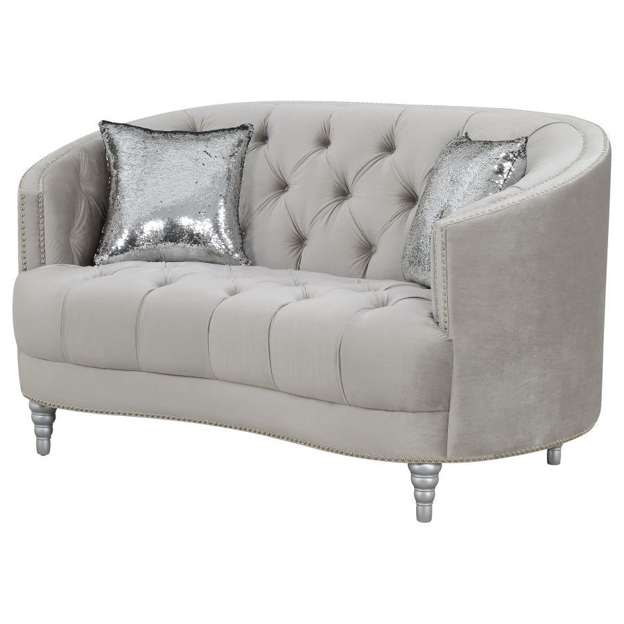 (image for) Avonlea Upholstered Sloped Arm Loveseat Grey Velvet