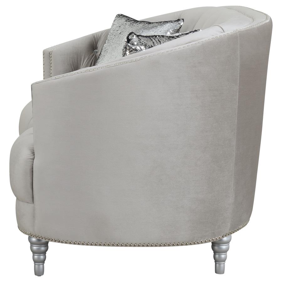 (image for) Avonlea Upholstered Sloped Arm Loveseat Grey Velvet