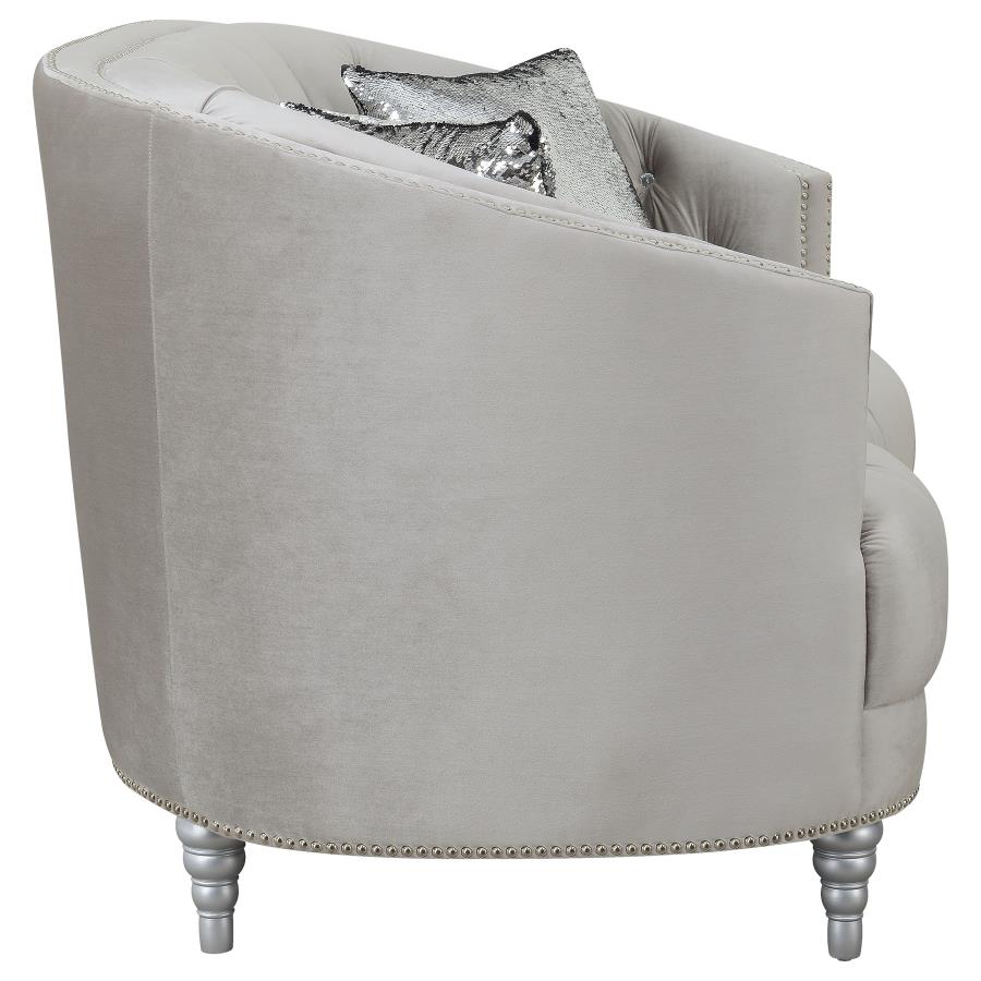 (image for) Avonlea Upholstered Sloped Arm Loveseat Grey Velvet