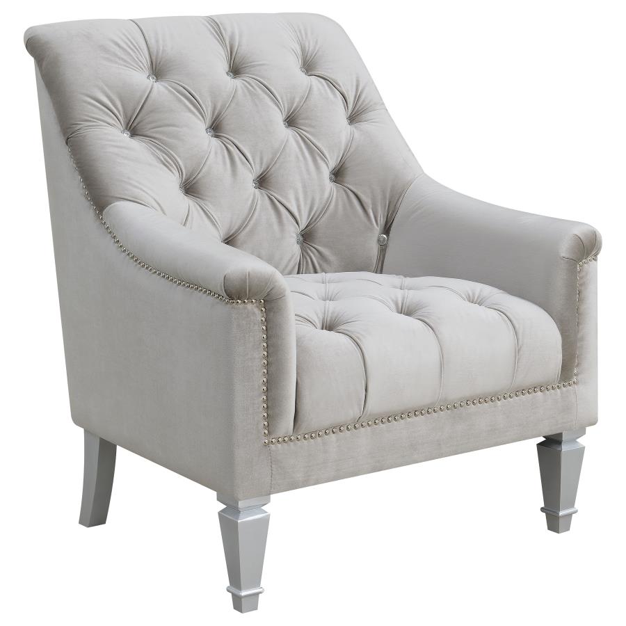 (image for) Avonlea Velvet Upholstered Sloped Arm Chair Grey Velvet - Click Image to Close